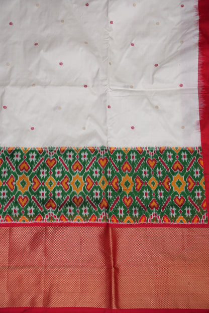 Pure Ikkat Soft Silk Saree - White