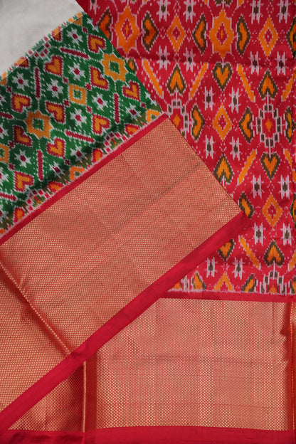 Pure Ikkat Soft Silk Saree - White