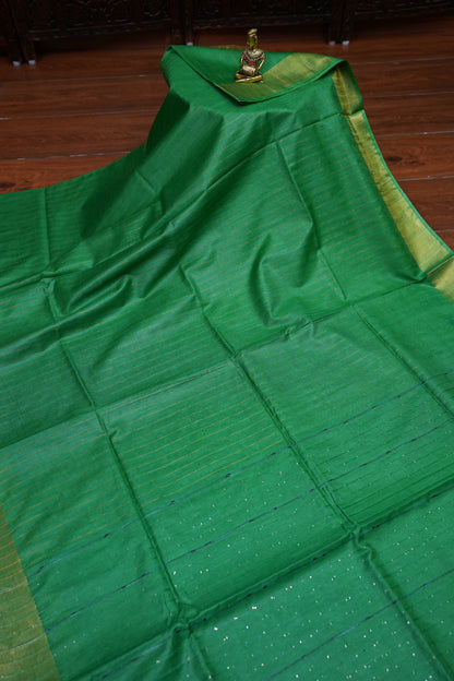 Semi Tussar Staple Saree – Sage Green