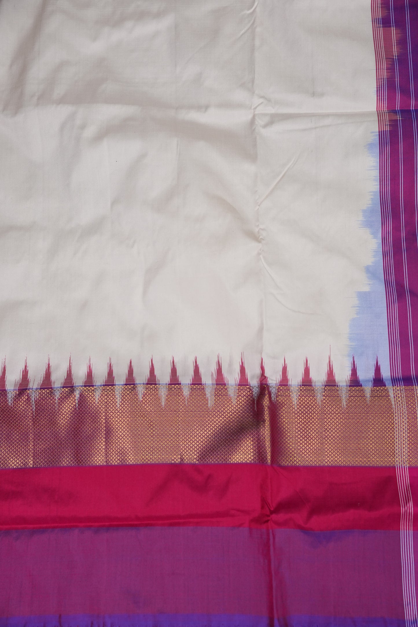 Pure Ikkat Soft Silk Saree - White