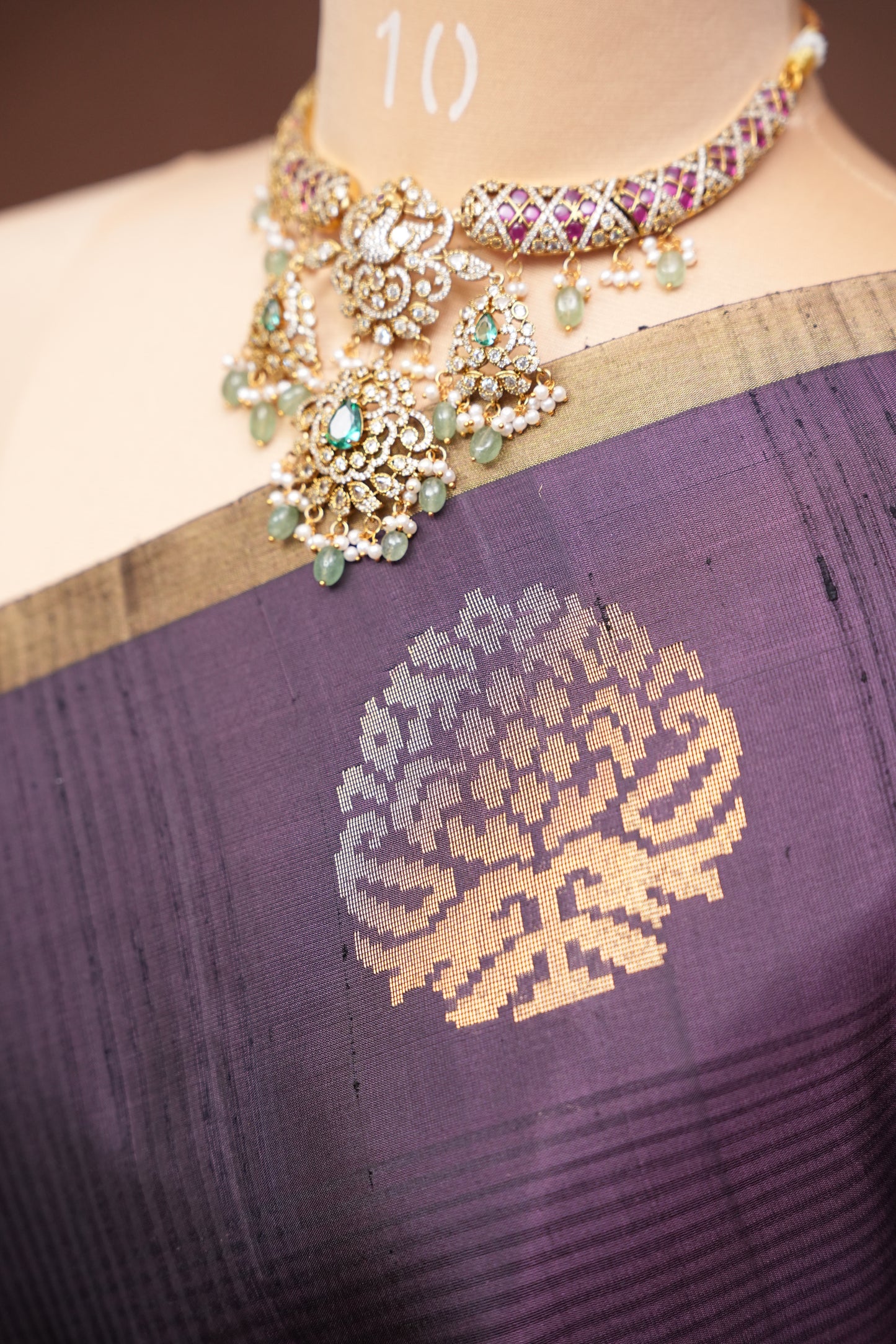 Pure Soft Silk Saree - Deep Plum Purple with Orange