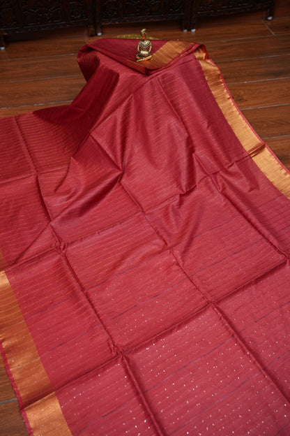 Semi Tussar Staple Saree – Maroon
