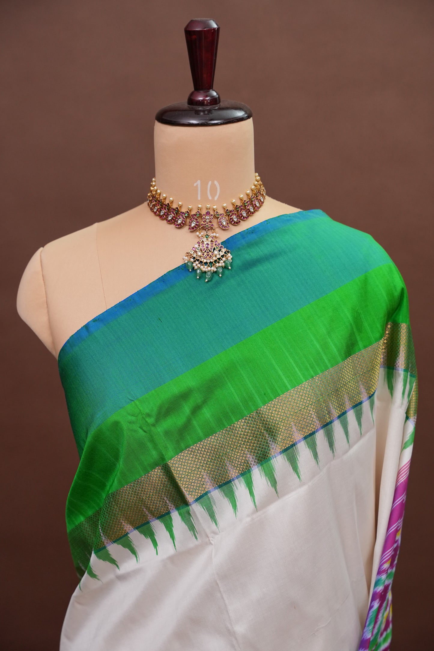 Pure Ikkat Soft Silk Saree - White