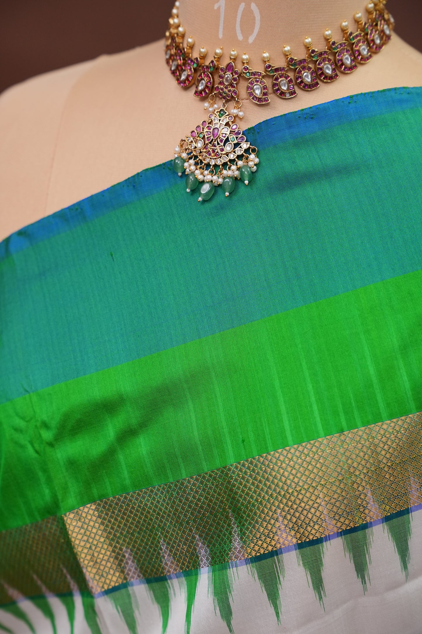 Pure Ikkat Soft Silk Saree - White
