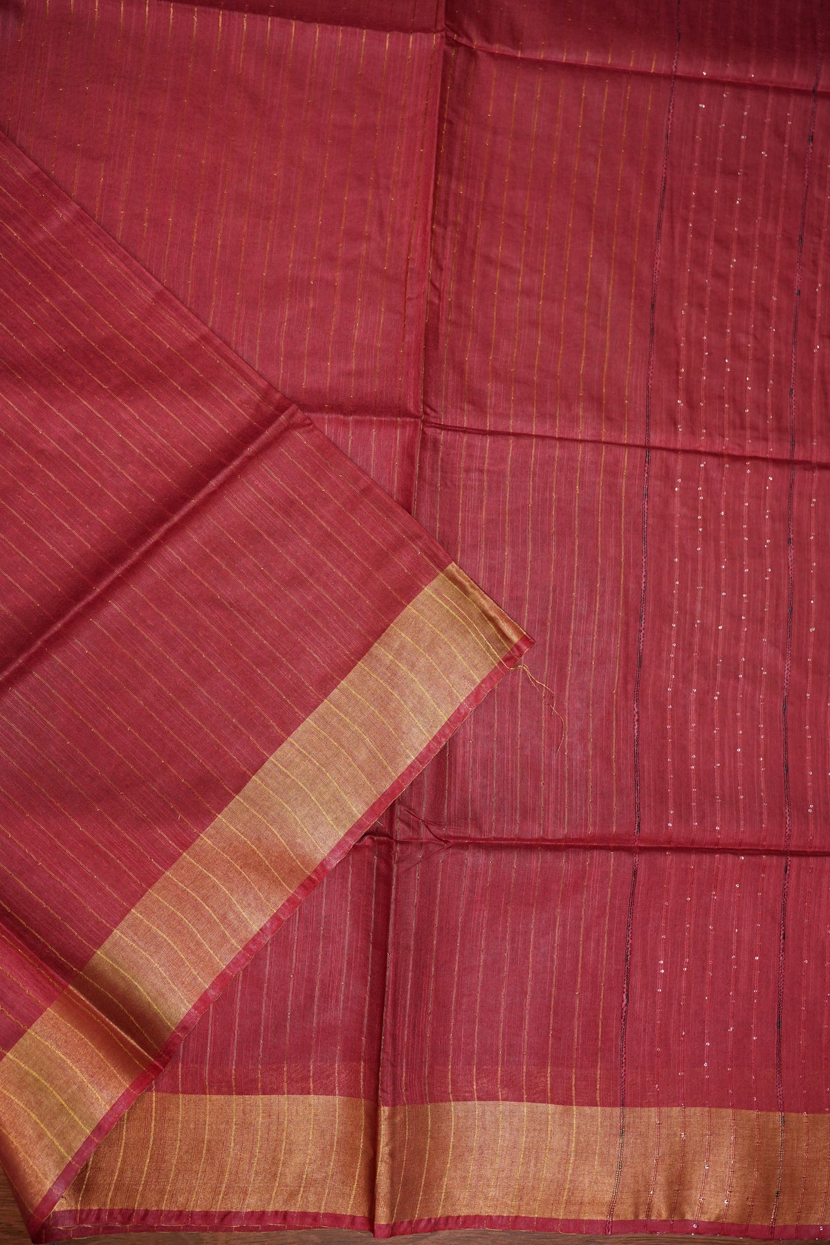 Semi Tussar Staple Saree – Maroon