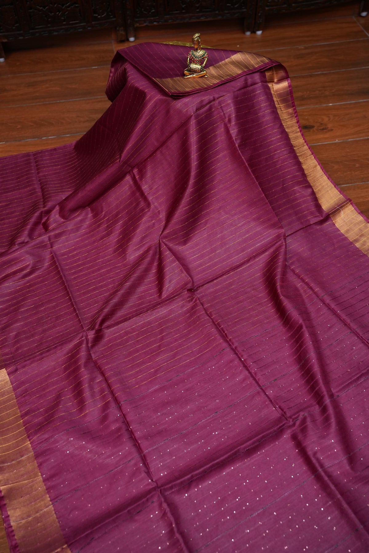 Semi Tussar Staple Saree – Deep Wine