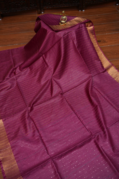 Semi Tussar Staple Saree – Deep Wine