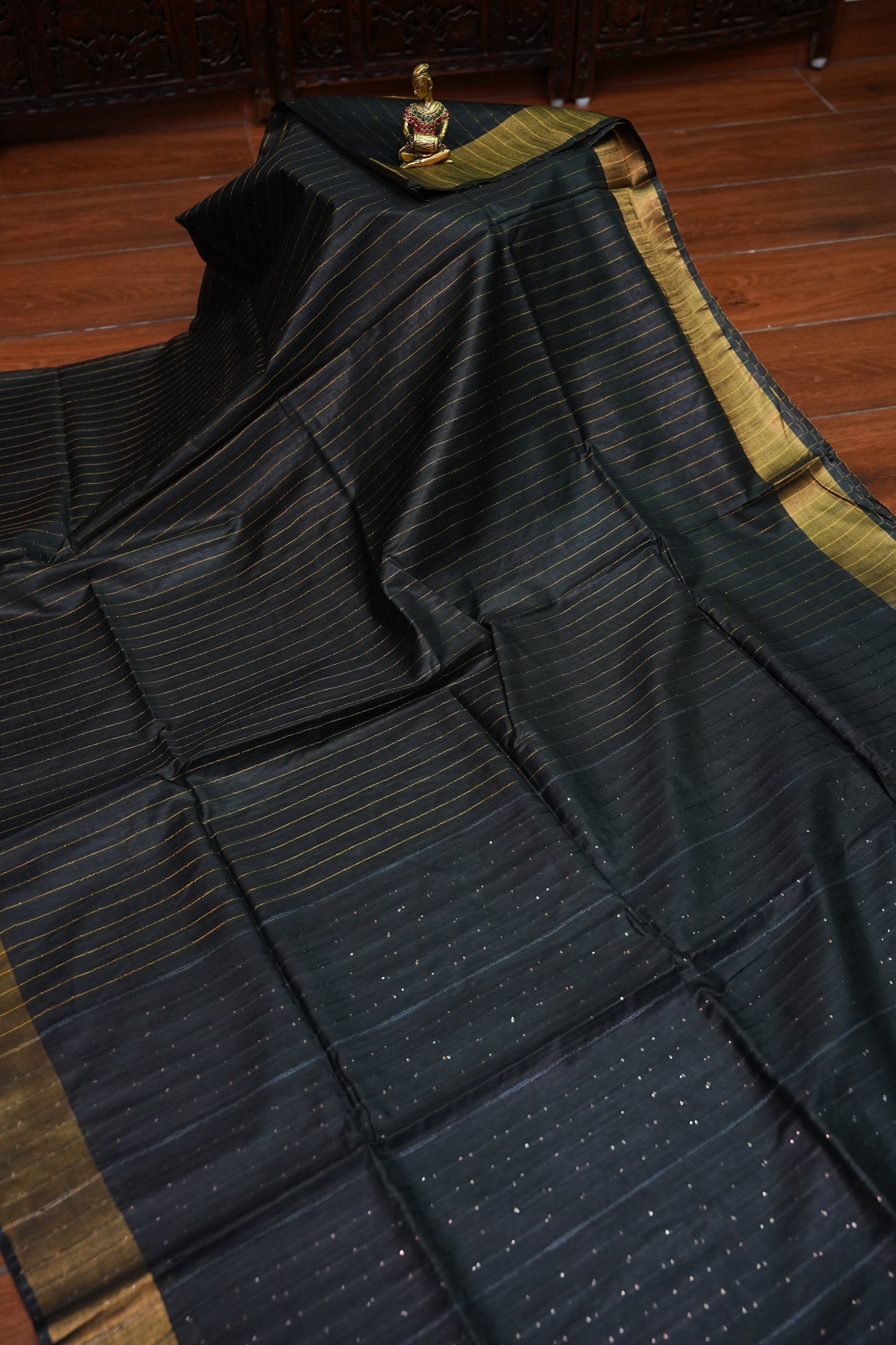 Semi Tussar Staple Saree – Black