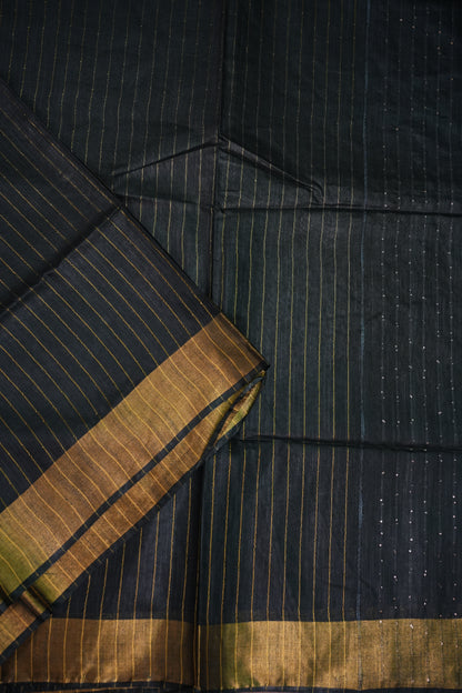 Semi Tussar Staple Saree – Black