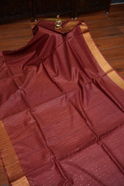 Semi Tussar Staple Saree – Maroon