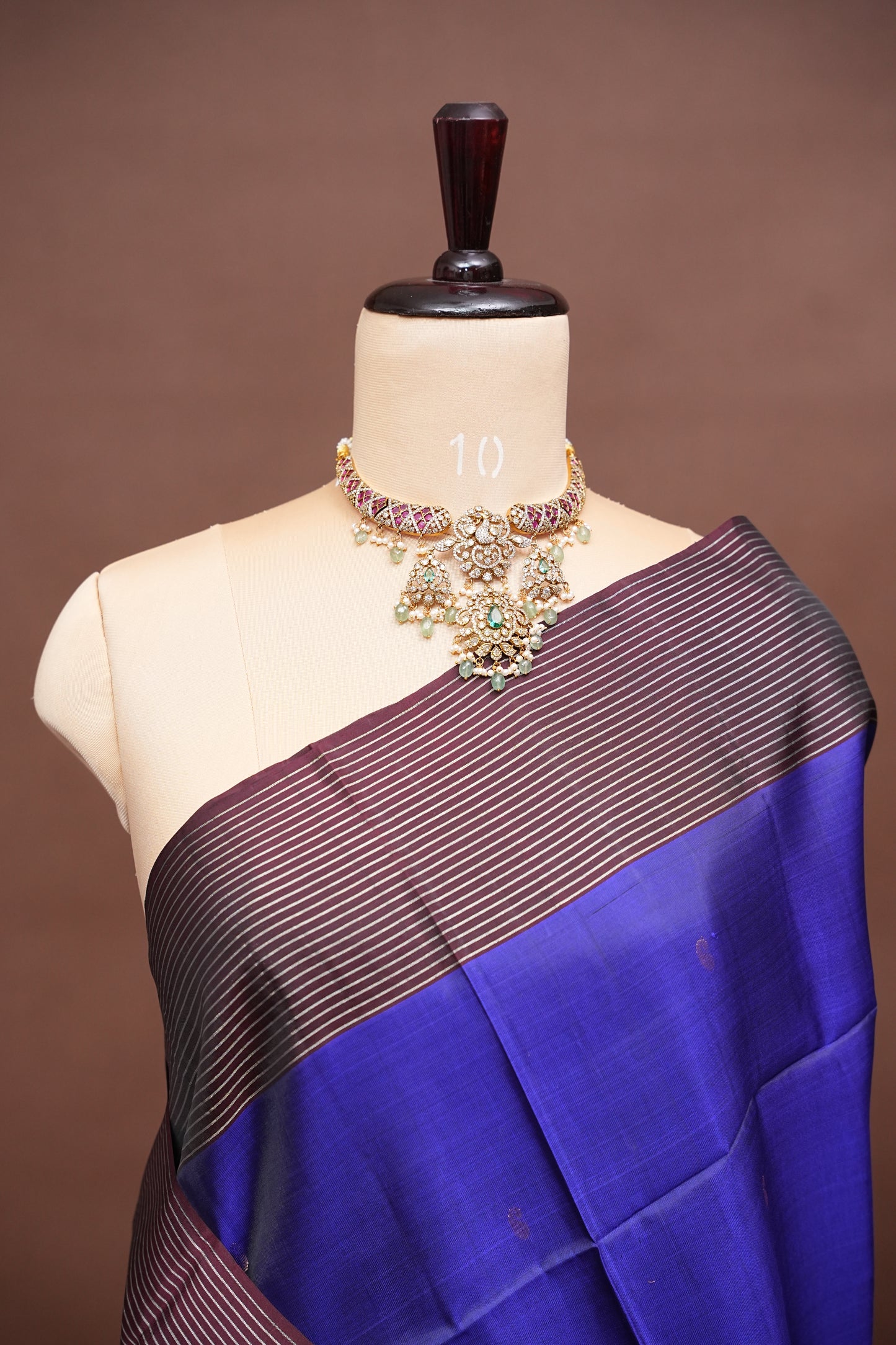 Pure Soft Silk Saree - Royal Blue with Deep Maroon