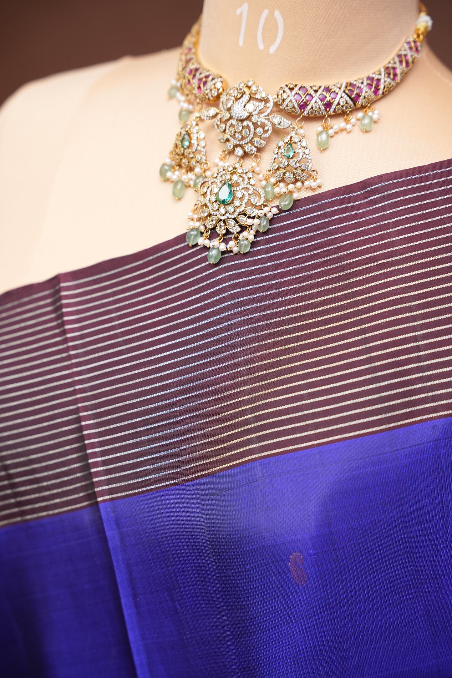 Pure Soft Silk Saree - Royal Blue with Deep Maroon