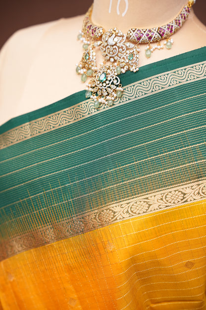 Pure Soft Silk Saree -  Yellow & Green