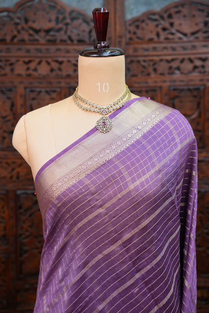 Soft Chanderi Silk Cotton Saree – Purple