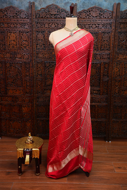 Soft Chanderi Silk Cotton Saree – Red