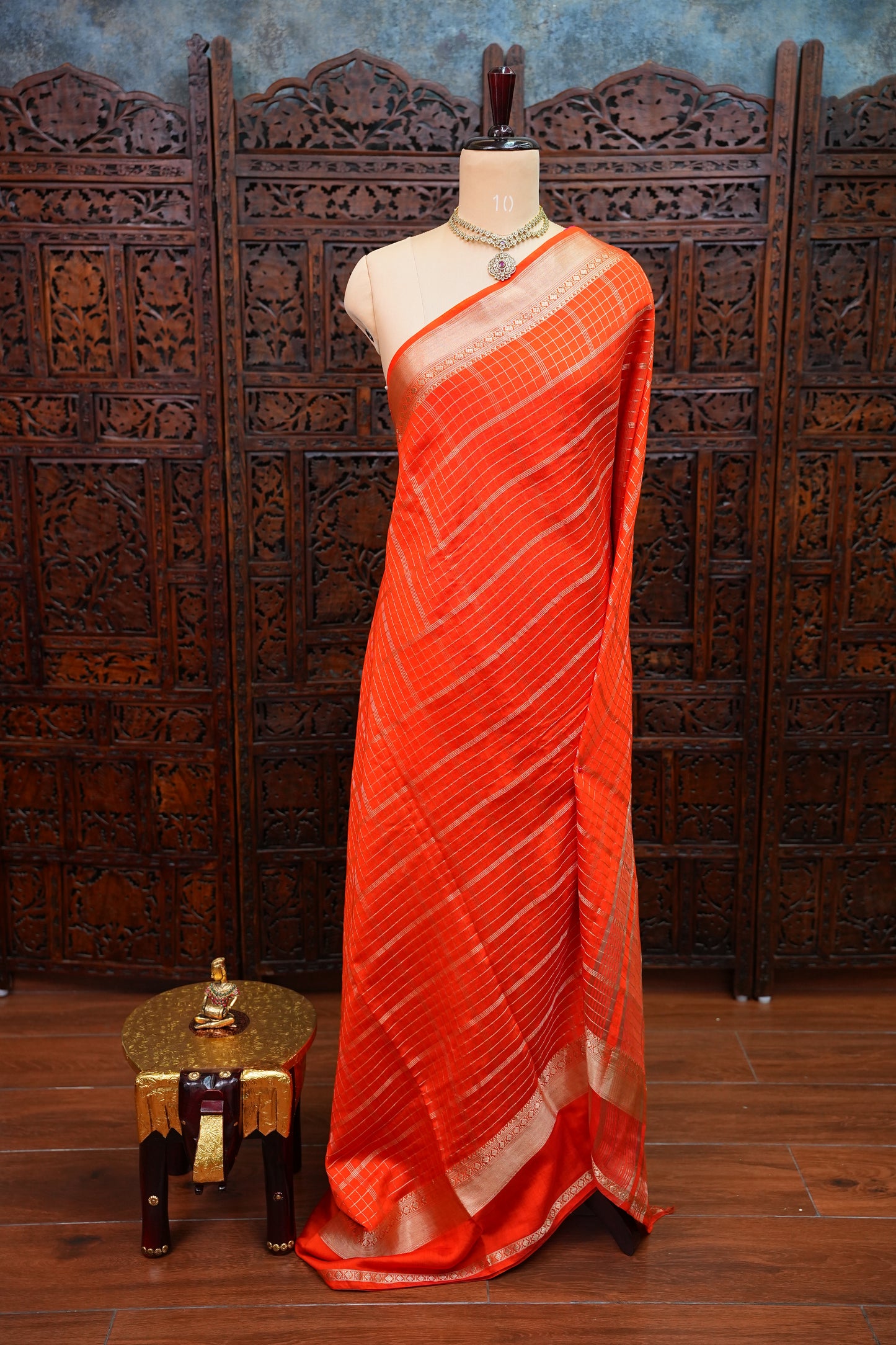 Soft Chanderi Silk Cotton Saree – Orange