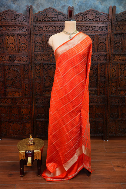 Soft Chanderi Silk Cotton Saree – Orange