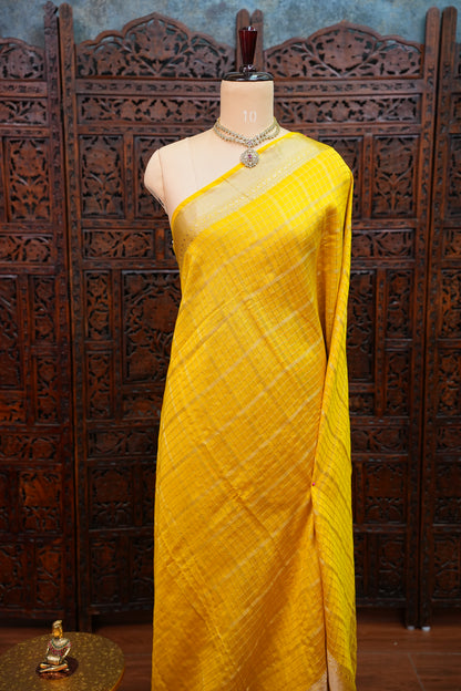Soft Chanderi Silk Cotton Saree – Yellow