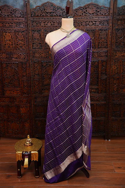 Soft Chanderi Silk Cotton Saree – Purple