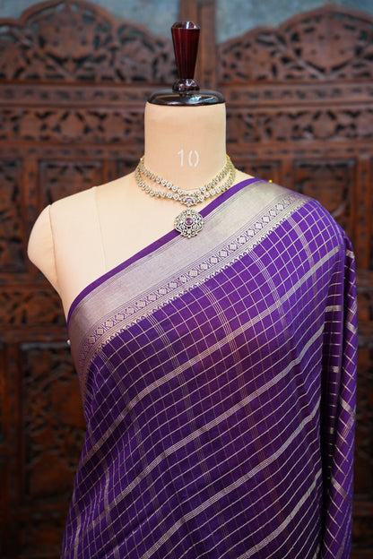 Soft Chanderi Silk Cotton Saree – Purple