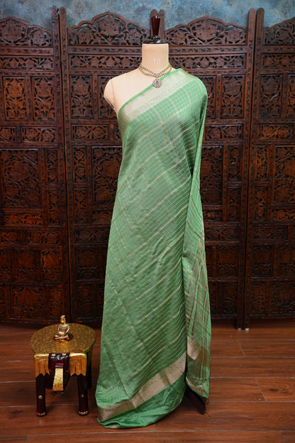 Soft Chanderi Silk Cotton Saree – Mint Green