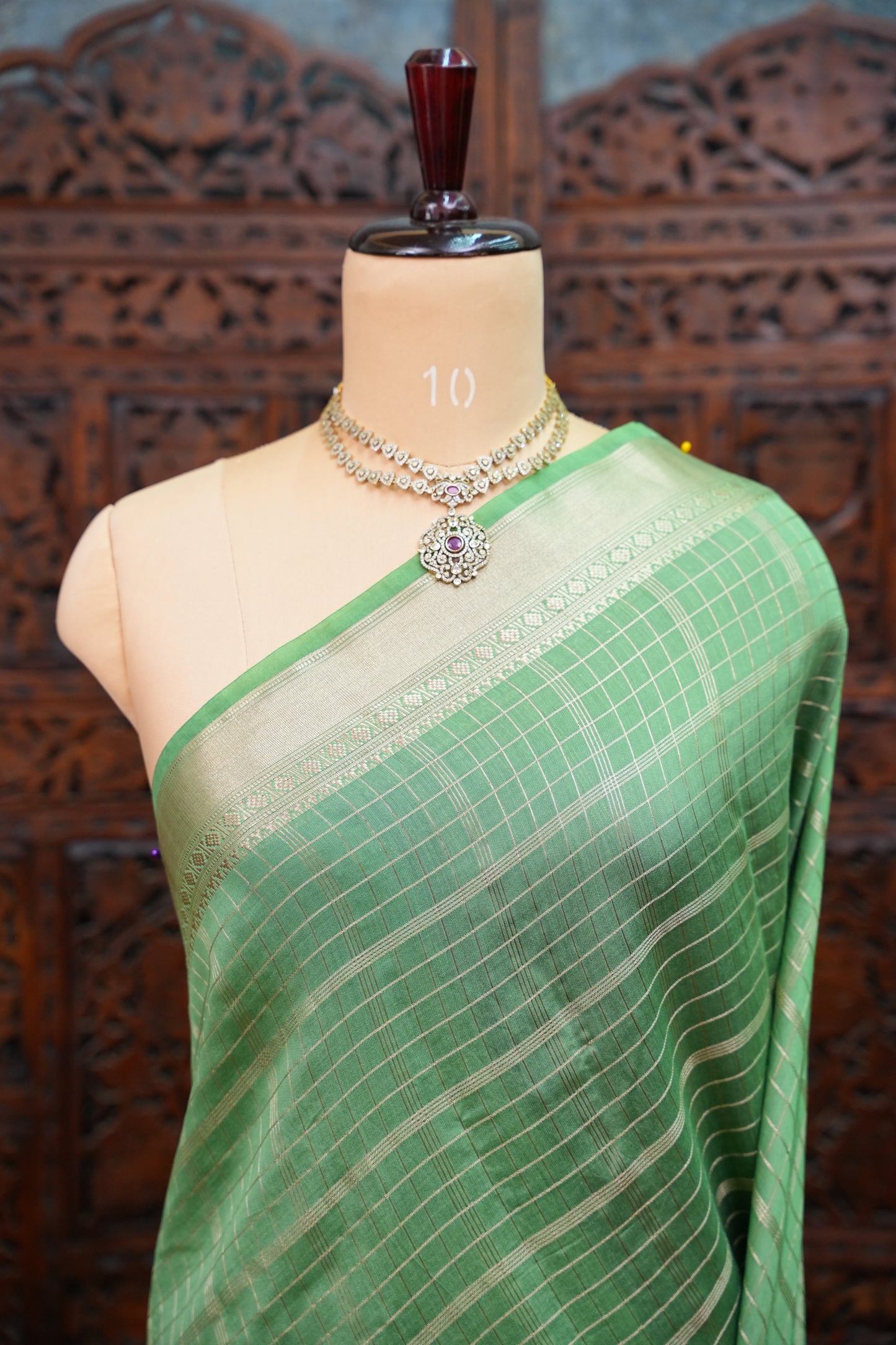 Soft Chanderi Silk Cotton Saree – Mint Green