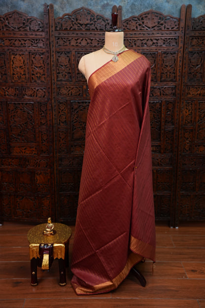 Semi Tussar Staple Saree – Maroon