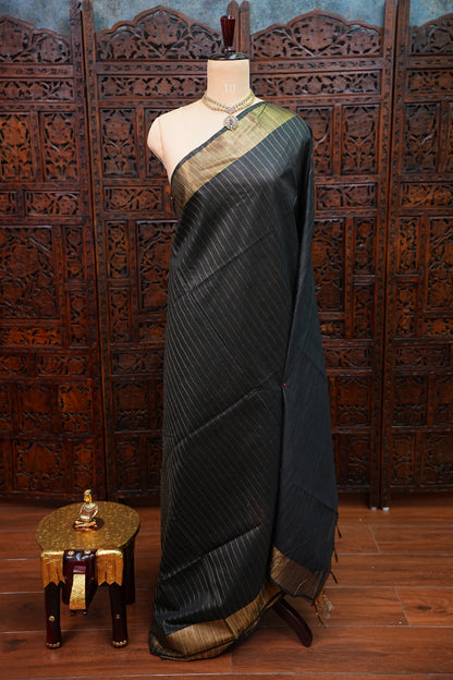Semi Tussar Staple Saree – Black