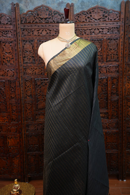 Semi Tussar Staple Saree – Black