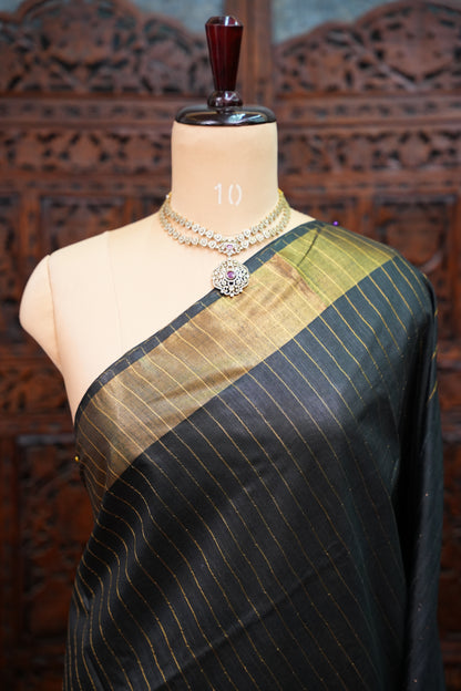 Semi Tussar Staple Saree – Black