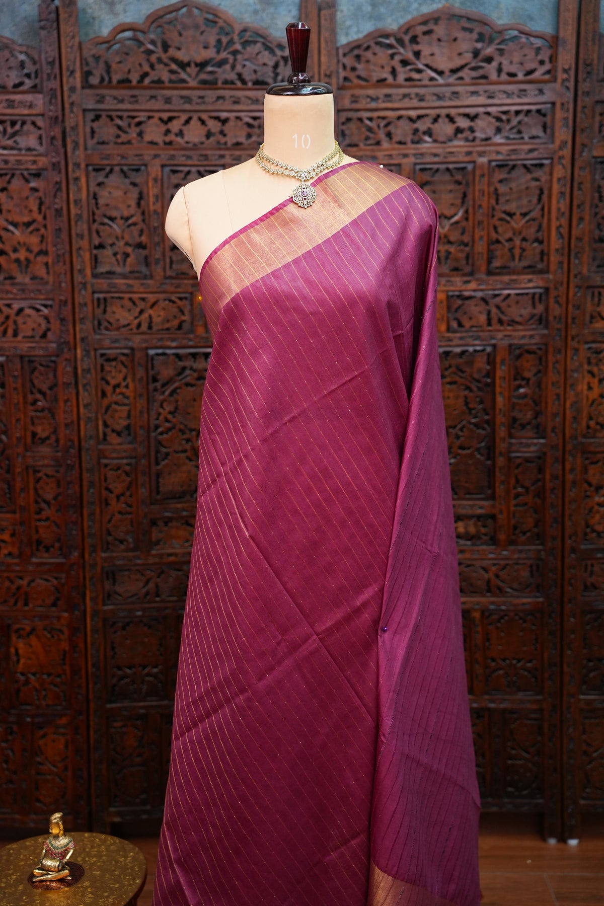 Semi Tussar Staple Saree – Deep Wine