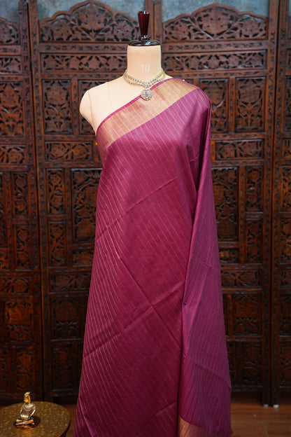 Semi Tussar Staple Saree – Deep Wine