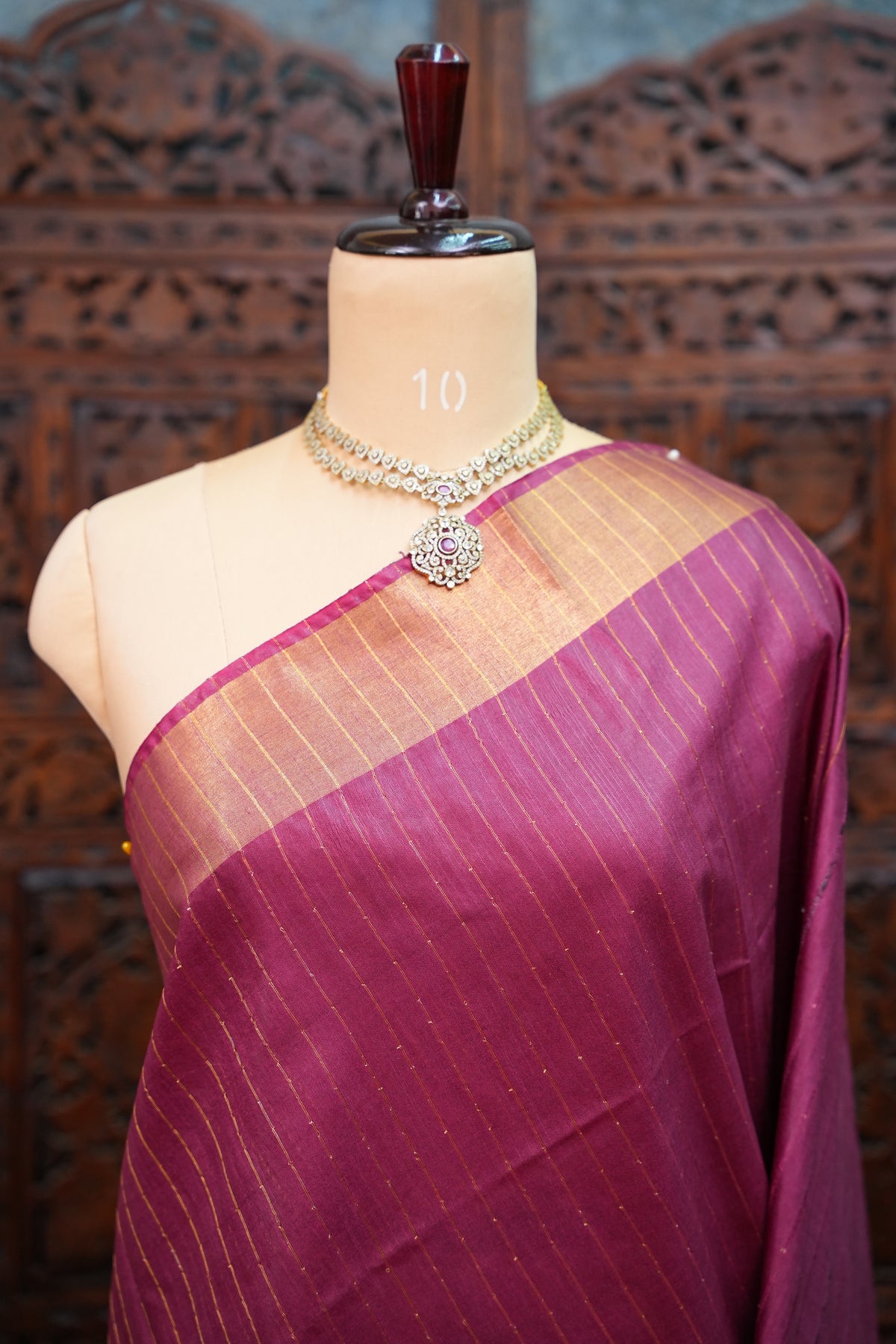 Semi Tussar Staple Saree – Deep Wine