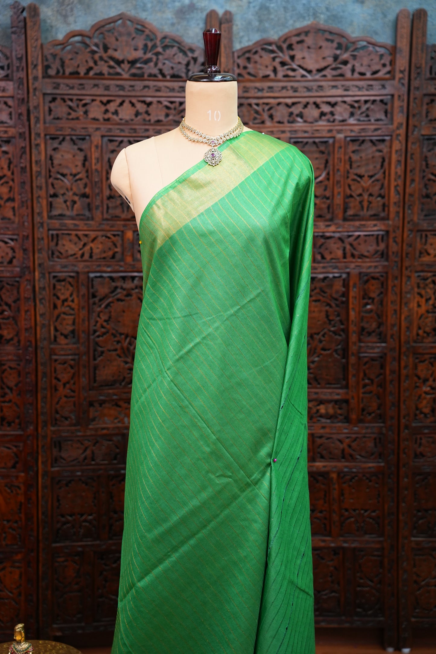 Semi Tussar Staple Saree – Sage Green