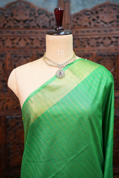Semi Tussar Staple Saree – Sage Green