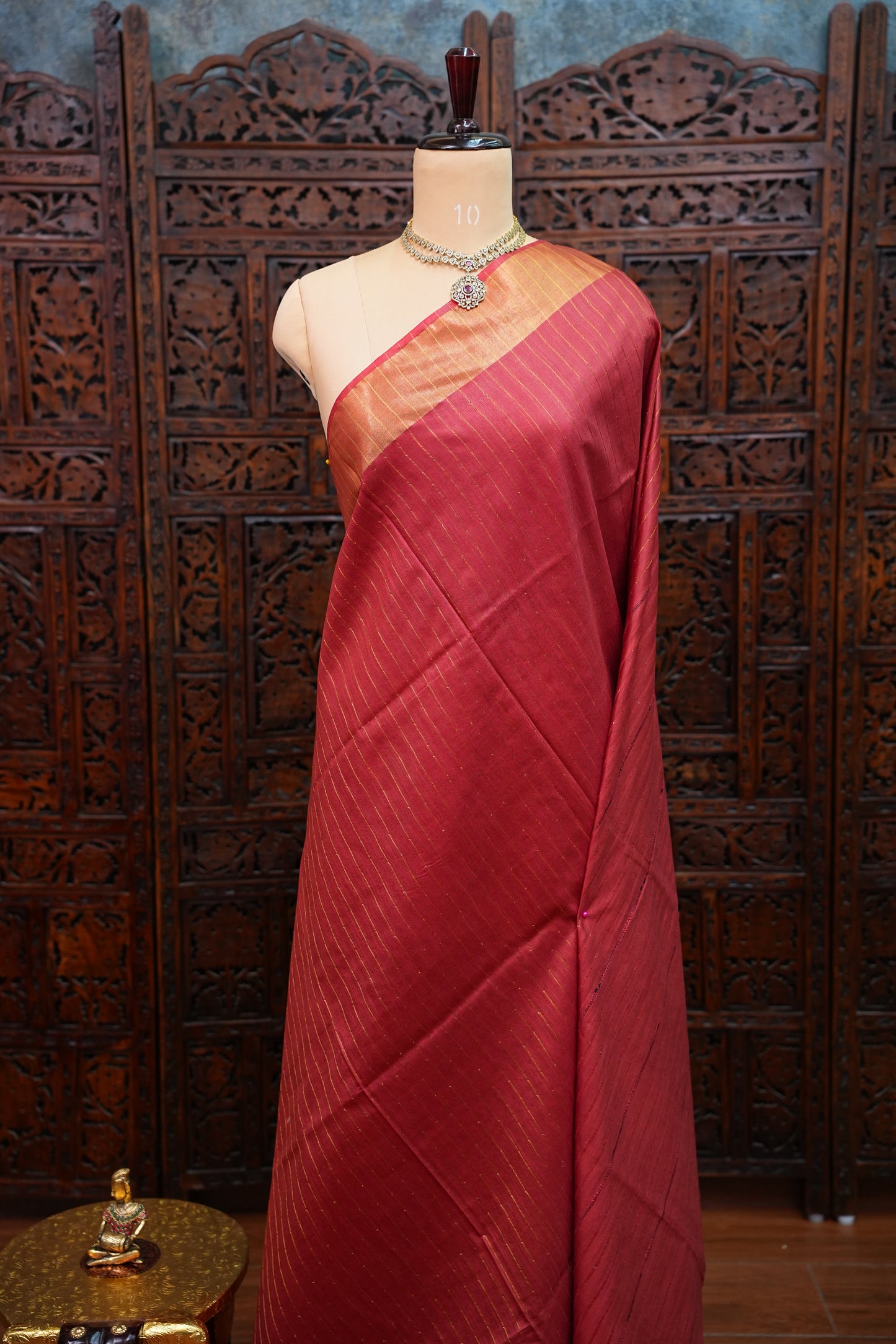 Semi Tussar Staple Saree – Maroon