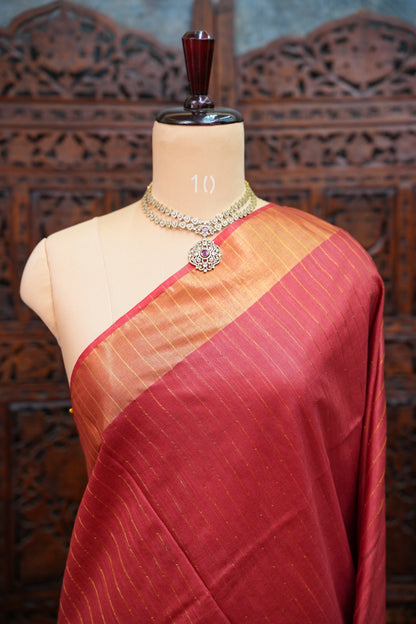 Semi Tussar Staple Saree – Maroon