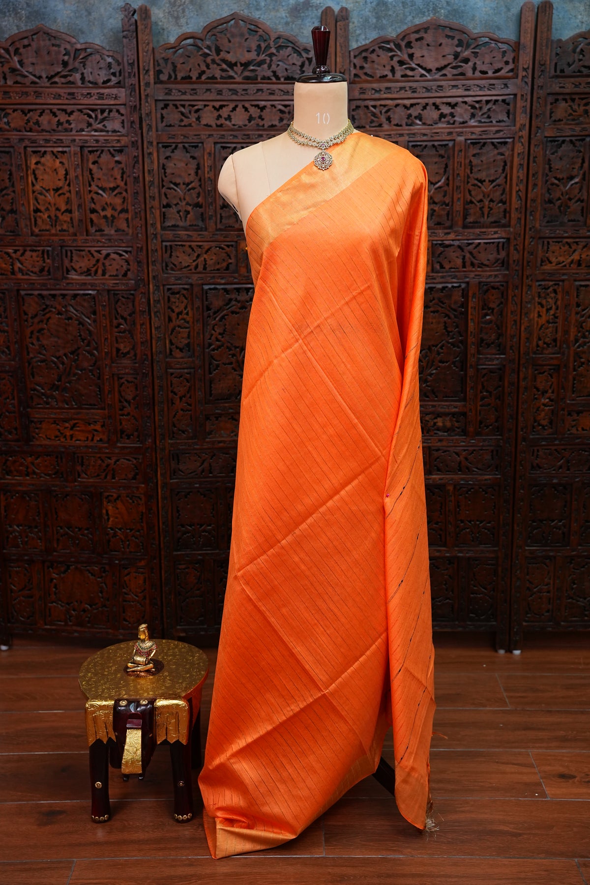 Semi Tussar Staple Saree – Rust
