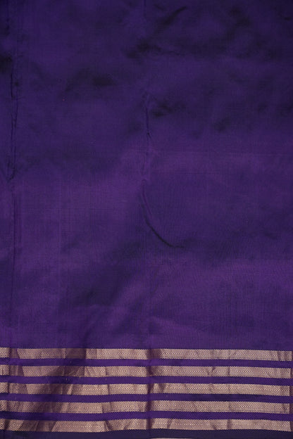 Geometric Patterned Pure Handloom Silk Katan Banaras Saree – Royal Purple
