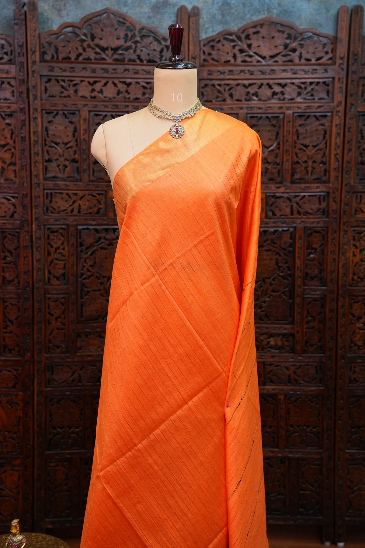 Semi Tussar Staple Saree – Rust