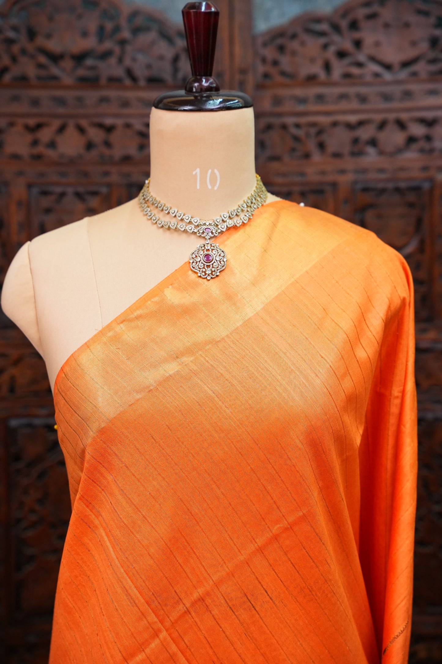 Semi Tussar Staple Saree – Rust