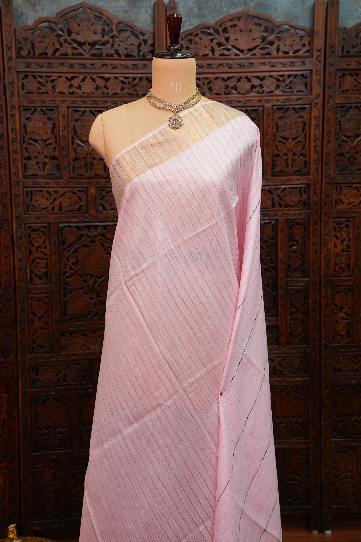 Semi Tussar Staple Saree – Baby Pink