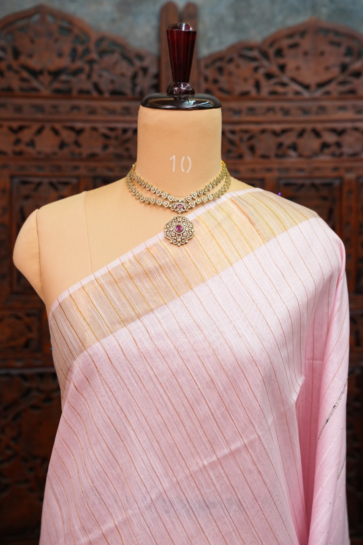 Semi Tussar Staple Saree – Baby Pink