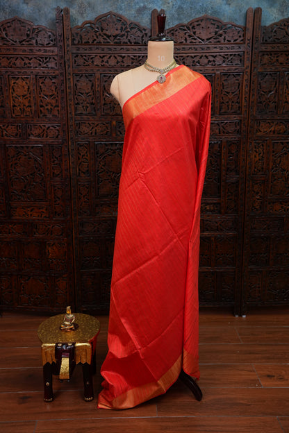 Semi Tussar Staple Saree – Red