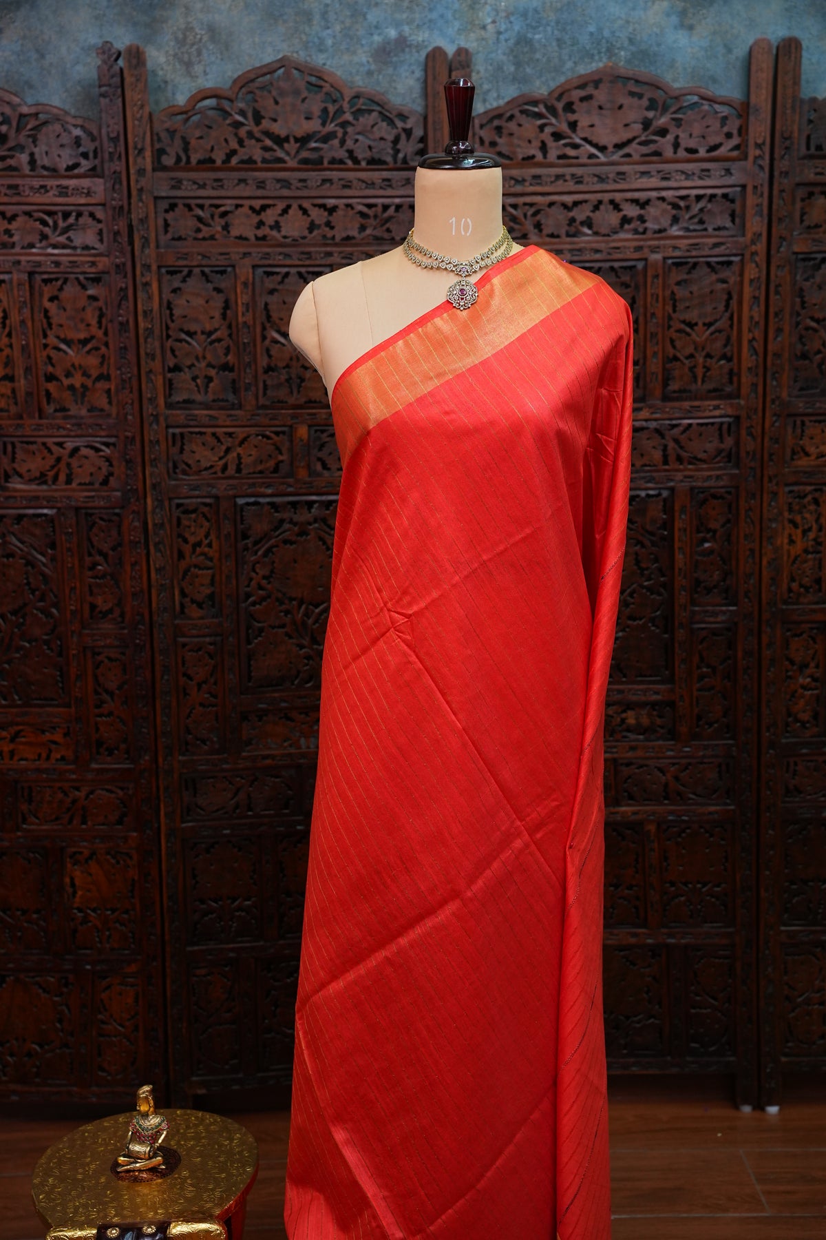 Semi Tussar Staple Saree – Red