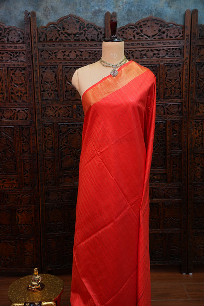 Semi Tussar Staple Saree – Red