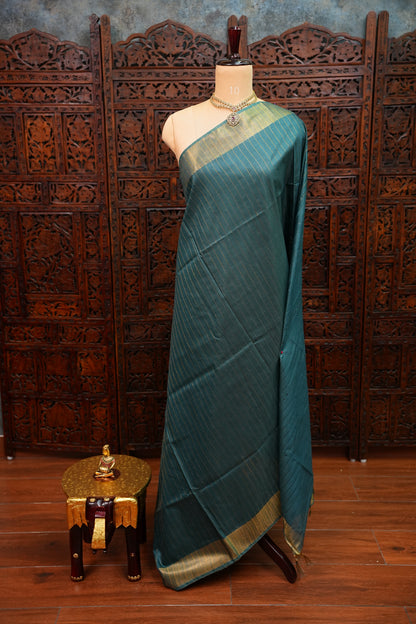 Semi Tussar Staple Saree – Teal