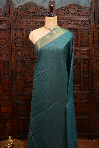 Semi Tussar Staple Saree - Peacock Blue