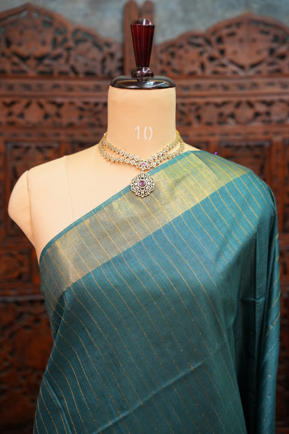 Semi Tussar Staple Saree – Teal