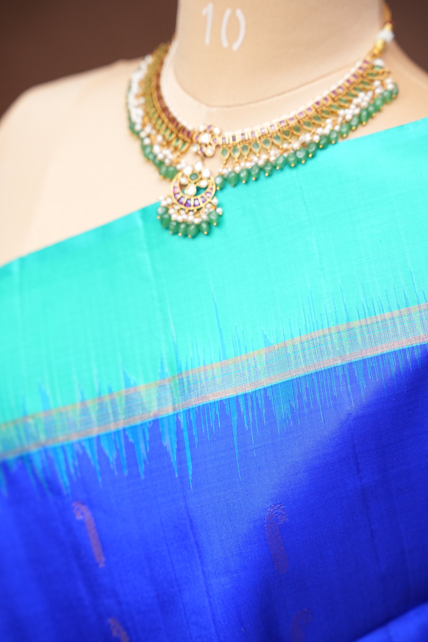 Pure Soft Silk Saree - Royal Blue & Aqua Green